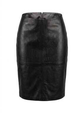 Genuine Leather Y2K Vintage GAP Black Panelled Knee Length Fitted Skirt Size 12